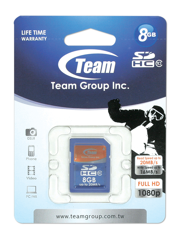SDHC Memory Card 8GB Team Class 10