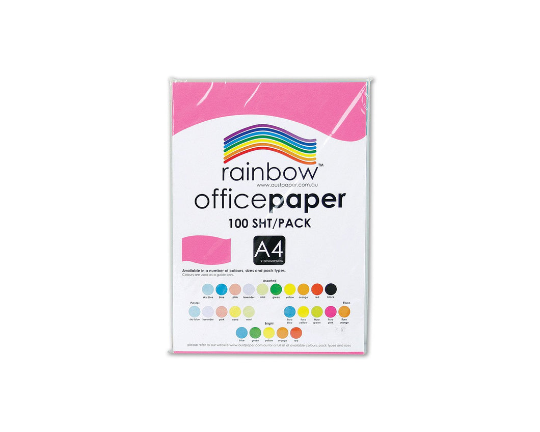Rainbow A4 Office Paper Fluro 100 Sheets